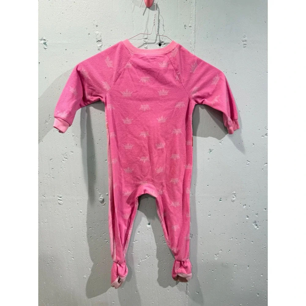 Disney Princess Girls Pink Fleece Footed Pajamas Sleeper 3T Belle Ariel Moana